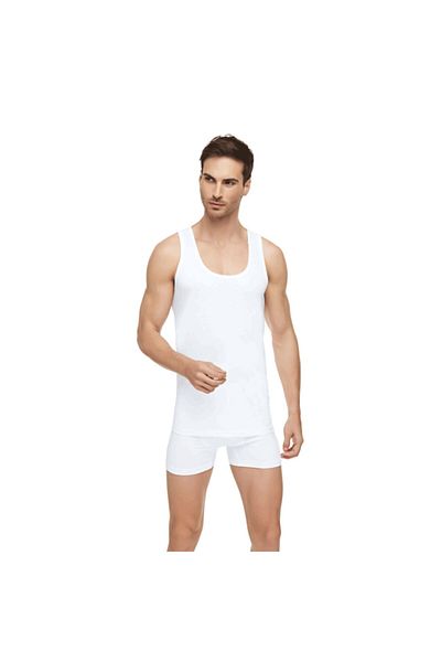 Tutku Mulvxsms Smss02 - White Combed Cotton Men's Tank Top 1001