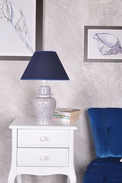 Qdec Bleu Blanc Shah Vase Lampshade Golden Horn Blue