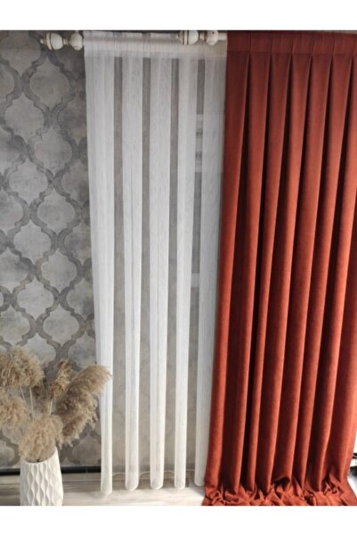 Rüya Perde Taç Fon Perde Pileli Kremit