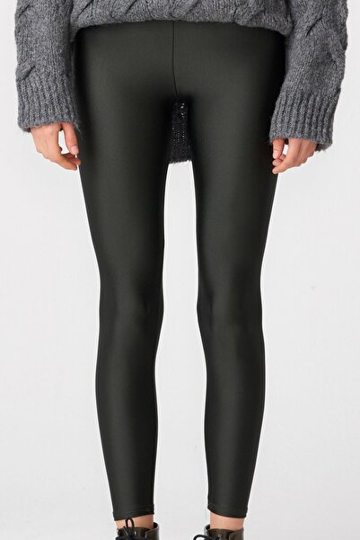 Dilvin Γυαλιστερό Γυναικείο Αθλητικό Καλσόν 4001 - Χακί