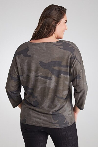 Seamoda V-Neck Camouflage Front Skirt Twisted Sweat Anthracite-bb