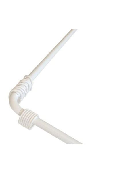 Perdesü Dünyası White Bathroom Curtain - Including Corner Pipe, Curtain Hooks