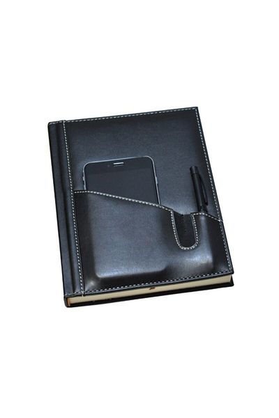 2K دفتر بغلاف جلدي جدول أعمال غير مؤرخ، مخطط 17x24 سم