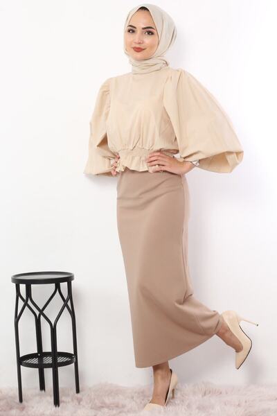Tesettür Dünyası Mink Pencil Skirt - Tsd0291 Model