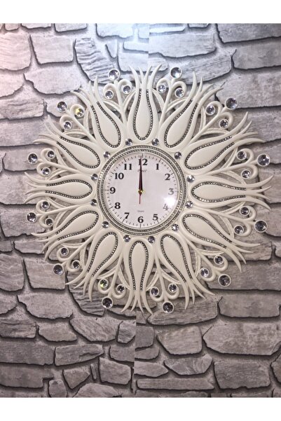QUARTZ 'iş-sat' Büyük Boy Taşlı Salon Tipi Modern Duvar Saati ( Yeni Model )