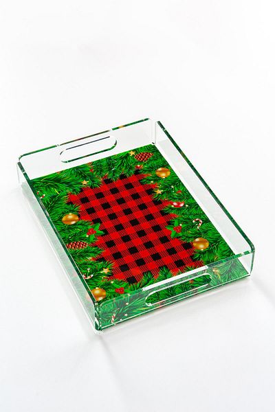 Queen Bee İstanbul Fancy Pine Patterned Plexiglass Tray 30cm X 22cm