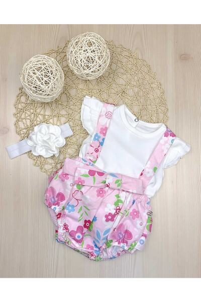 Luckylovelykids Pembe Çiçekli Tulum