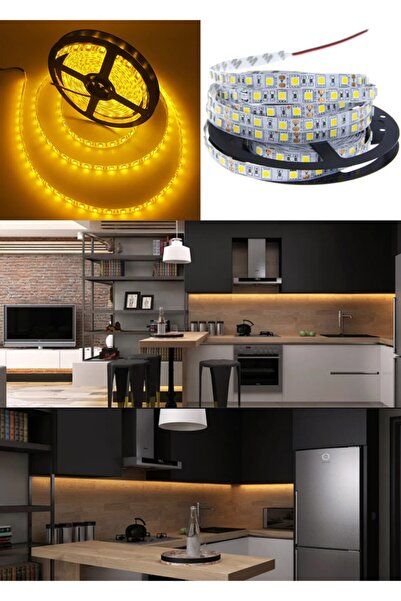 ACIKO 3 Çipli Amber Şerit Led 15 Metre+12v Trafo Kuruluma Hazır Set