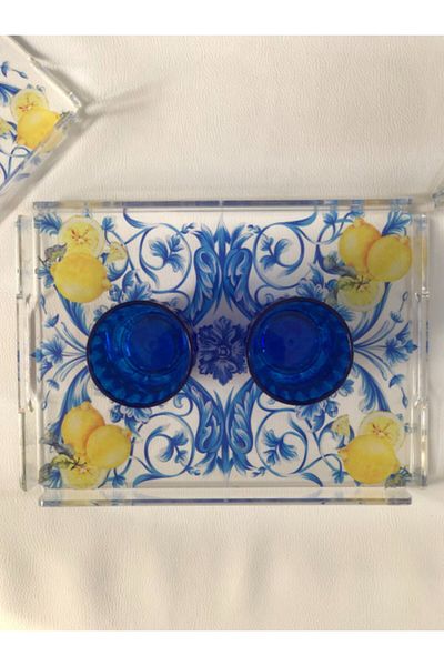 Queen Bee İstanbul Milano Transparent Plexiglass Serving and Presentation Tray -30cm X 22cm-