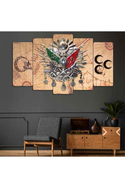 EVLOYA Osmanlı Tuğrası - 5 Parçalı Tablo