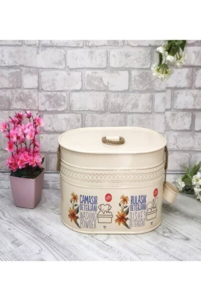 Genel Markalar Krem Metal Bölmeli Ölçekli Deterjan Saklama Kutusu