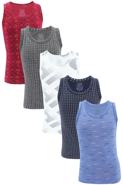 biyokids Boy's Undershirt 5 Pack Mixed Color Printed Undershirt