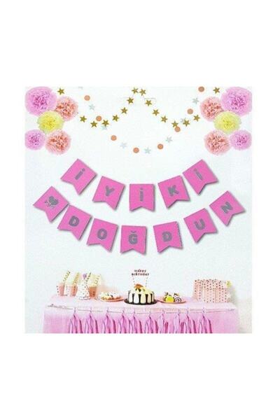 Parti Furyası علامة عيد ميلاد سعيد مع تعليق فضي وردي