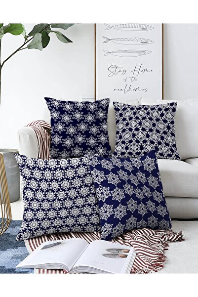 Realhomes Набір з 4 двосторонніх подушок з кольоровим фоном і візерунком сніж...