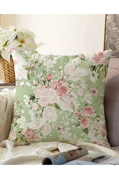 Realhomes Çift Taraflı Renkli Zemin Üzerinde Beyaz Çiçek Desenli Raşel Örme Y...