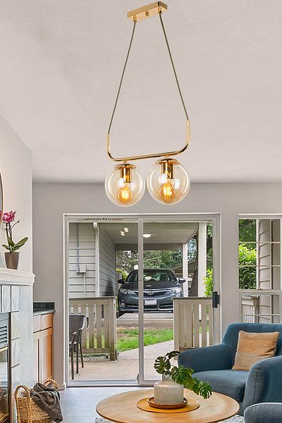 Gloria Rebecca 2-Piece Row Gold Pendant Lamp Set