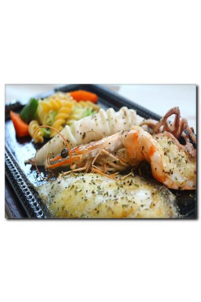La Vita e Bella Karides Ve Istakoz Tabağı Temalı Kanvas Tablo Dz-1001