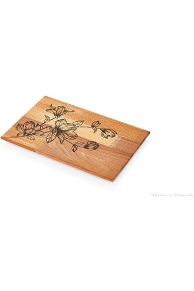 Taboo Tab-1185l Rose Patterned Wooden Tray 35 X 25 Cm