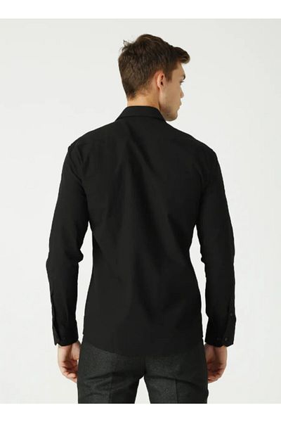 Pierre Cardin Мъжка черна риза без джобове