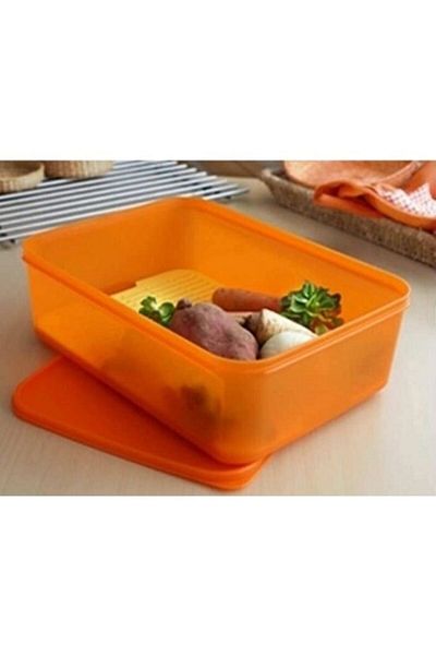 Tupperware Mega Star 9.40 Liter - Greenery Orange Storage Container with Grill