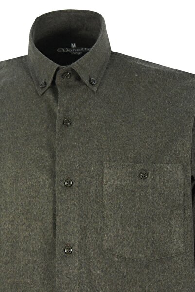 Varetta Men's Green Classic Cut Long Sleeve Collar Buttoned Winter Shirt