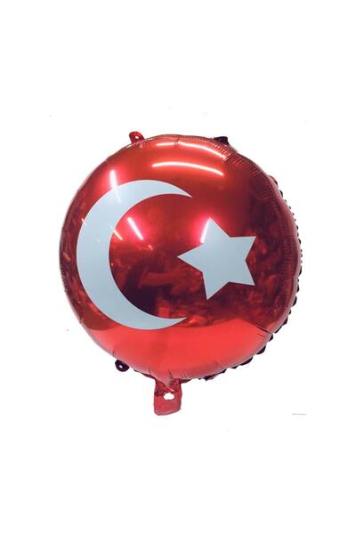 Niyet Turkish Flag Printed Foil Balloon - 18 Inch - 10 Pieces