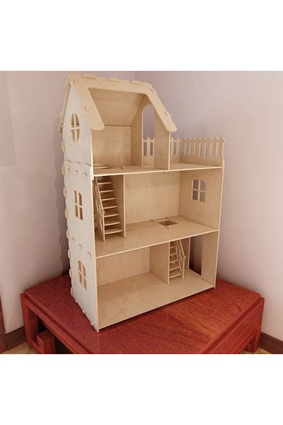 hdrlazerdizayn Wooden Montessori Play Doll House