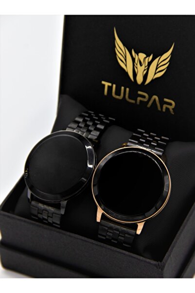 Tulpar Özel Kutusunda Çift Saati Metal Kordon Dokunmatik Led Sevgili Saatleri
