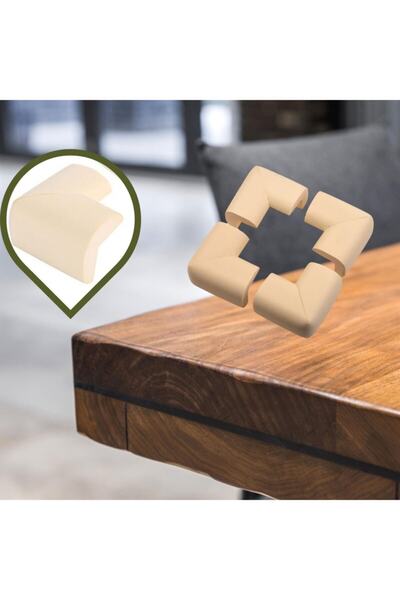 epazzar Kalın 10'lu Kauçuk Köşe Koruyucu Cam Masa Ahşap Sehpa Krem Köşe Koruy...