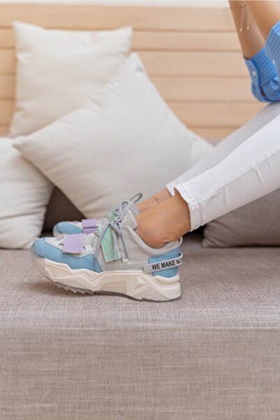 ANGELİNA JONES Tenis de damă cu velcro albastru și roz