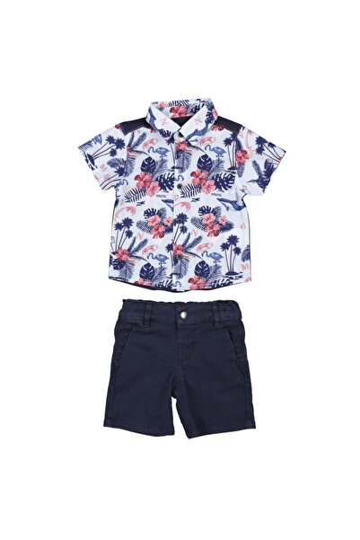 Bebepan Erkek Bebek Lacivert Seaside Empirme Gömlek Gabardin Şort Takım
