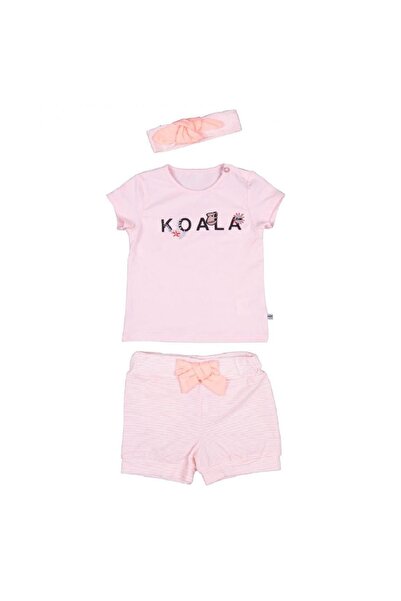 Bebepan Kız Bebek Pembe Koala Penye Şort Takım
