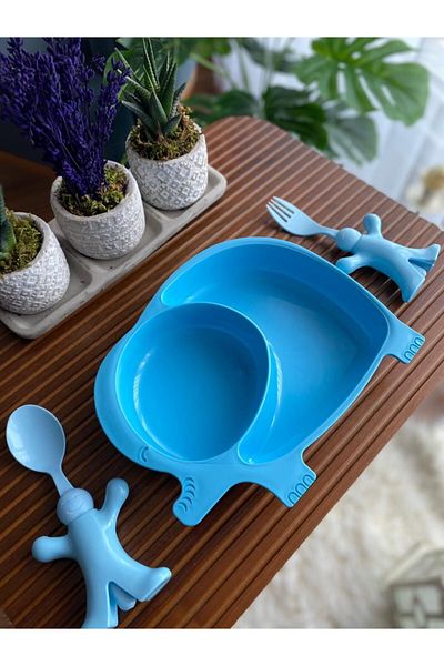 Bayev 3 Piece Food Set for Boys Elephant Blue