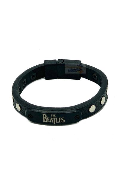 Dünyadan Hediyeler Unisex Leather Steel Bracelet with Unisex Beatles Figure