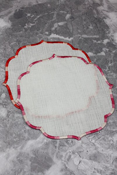 WEARE2 Șervețele de cocktail din 2 piese, cu efect de in, brodate în 2 culori...