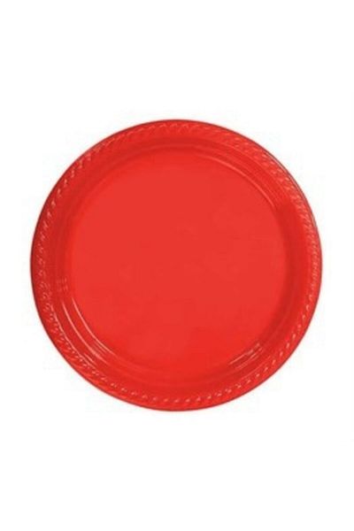 PapatyamPartiEvi Red Plate Plastic 22cm 25 Pieces