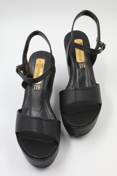 PASSAGE SHOES 3017 Siyah Dolgu Topuk Kadın Ayakkabı