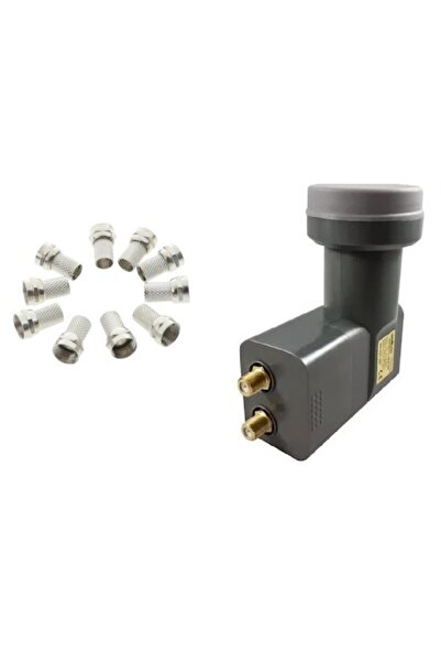 ATAELEKTRONİK Bağımsız Çift Çıkış 2'li Çiftli Iki Çıkışlı Çanak Anten Lnb Lenebe Elenbi + 10 F Jak Konnektörlü