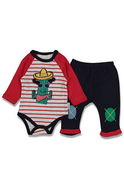 Necix's Baby Boy Red Cactus Figured Bodysuit