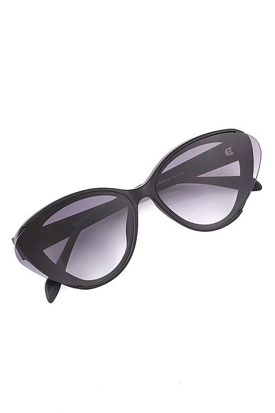 Angel Eyes Women's Black Gradient Glass Shiny Geometric Bone Frame Sunglasses