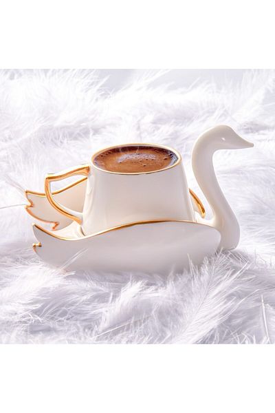 Karaca STD Swan – 70 ml Kaffeetassen-Set für 2 Personen