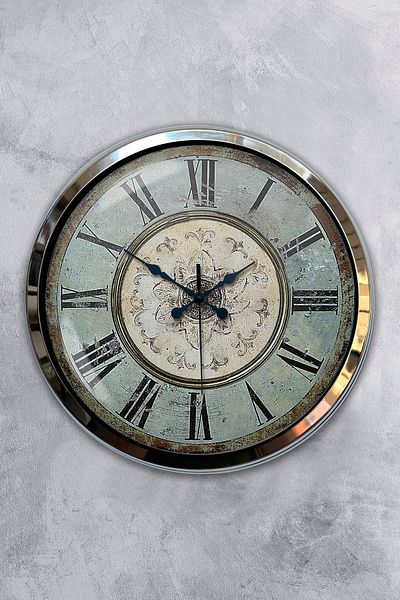 Platin Saat Ceas de Perete Decorativ Metal Cromat 40 Cm