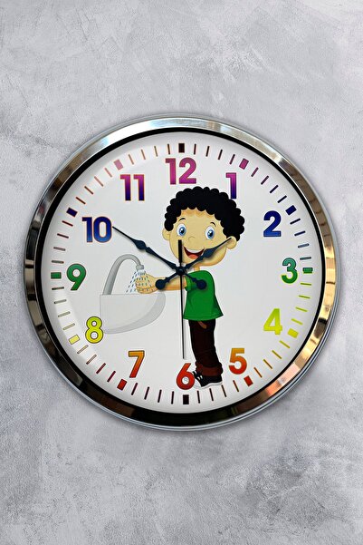 Kasva Concept ساعة حائط لغرفة الأطفال معدن كروم مقاس 40 سم