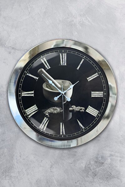 Platin Saat هدية ساعة حائط مطبخ معدنية من الكروم مقاس 36 سم