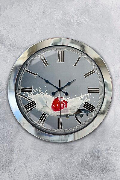 Platin Saat هدية ساعة حائط مطبخ معدنية من الكروم مقاس 36 سم