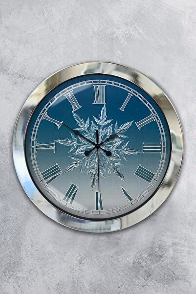 Platin Saat ساعة حائط على شكل ندفة الثلج من معدن الكروم مقاس 36 سم