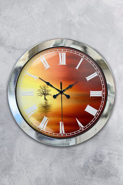 Kasva Concept 36 cm Chrome Metal Sunset Wall Clock