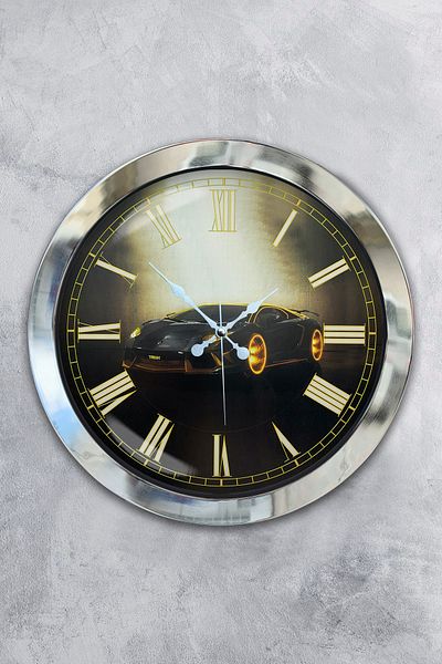 Kasva Concept Gift 36 Cm Black Metal Car Wall Clock
