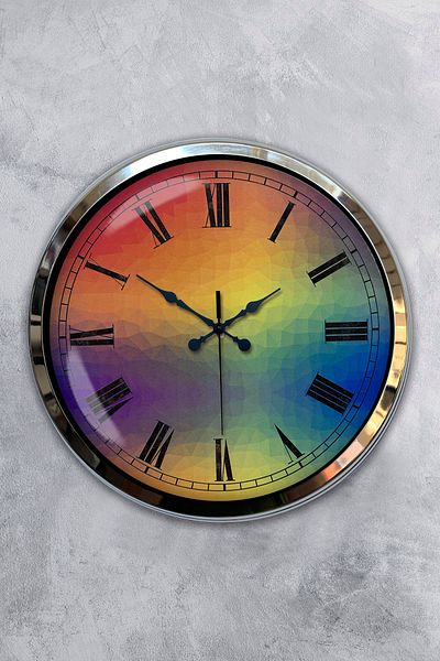 Kasva Concept 40 cm Chrome Metal Color World Wall Clock