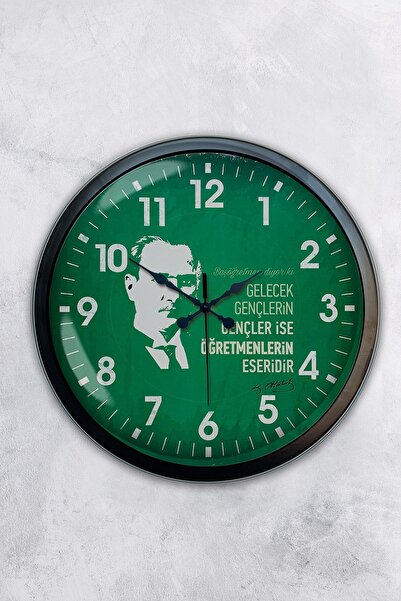 AİB STORE ساعة حائط معدنية سوداء لعيد المعلم مقاس 40 سم